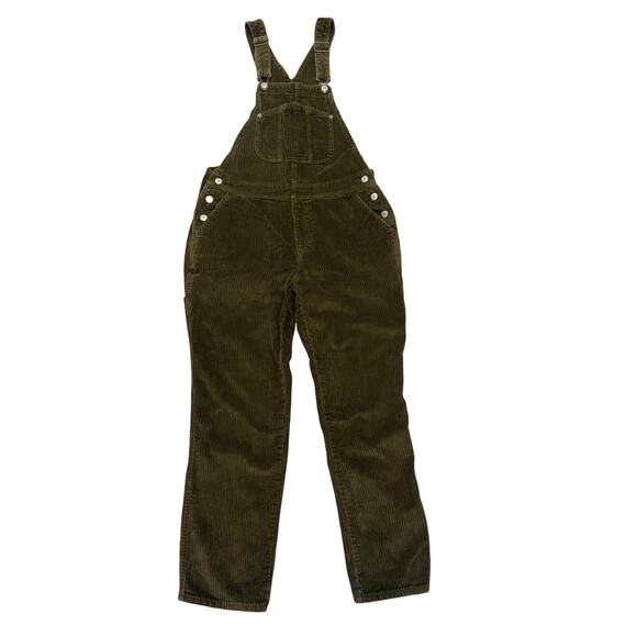 Old Navy Slouchy Straight Button Fly Corduroy Overalls Women 4 Utility Workwear - Picture 1 of 7